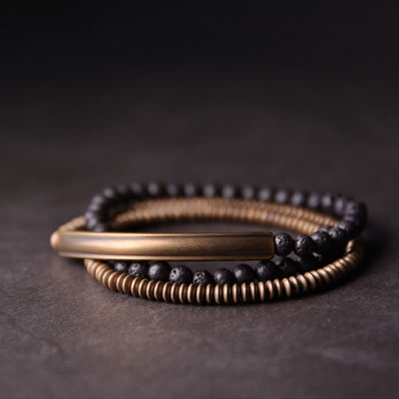 Bransoletka z Buddha Stones Vintage Lava Rock Copper Support