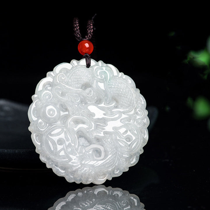 Naszyjnik z Buddha Stones z białego jadeitu, ochrona smoka, wisior sznurkowy - image 7