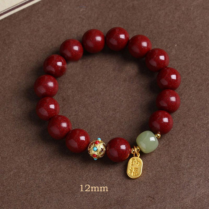 Bransoletka z Buddha Stones Cinnabar Green Aventurine Fortune Protection Charm