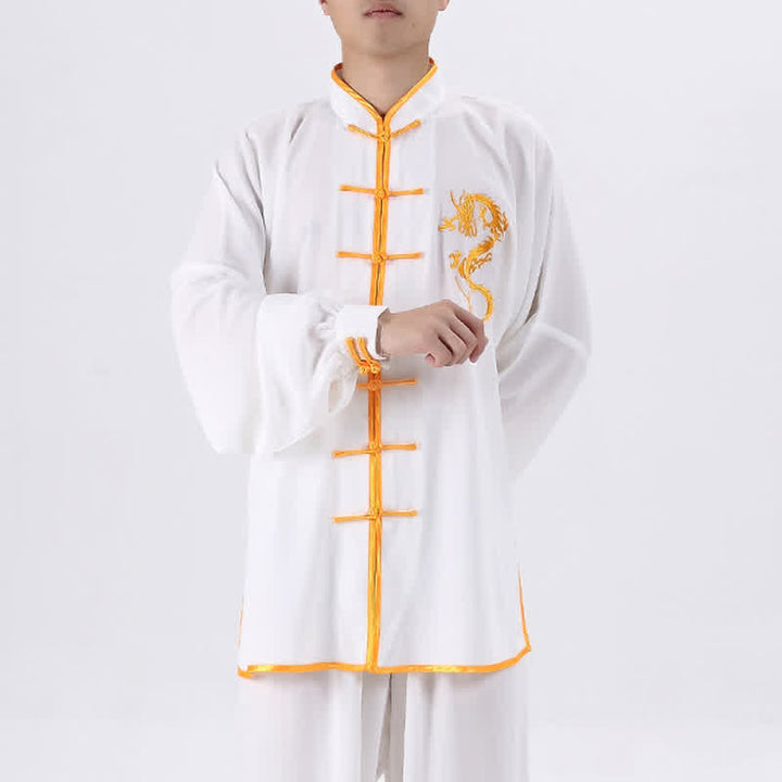 Buddha Stones Smok Haftowane Qi Gong Zen Praktyka Duchowa Medytacja Modlitwa Jednolity Zestaw Ubrań Unisex