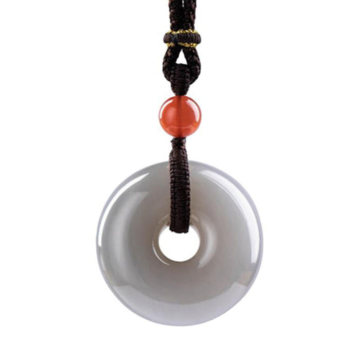 Buddha Stones Naturalny Okrągły Jadeit Szary Jadeit Klamra Pokoju Naszyjnik Szczęścia Wisiorek