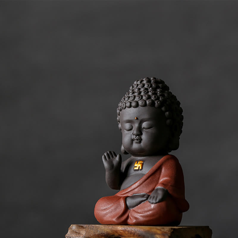 Buddha Stones Mały Budda Spokój Fioletowa Glina Dekoracja Biurka Domowego