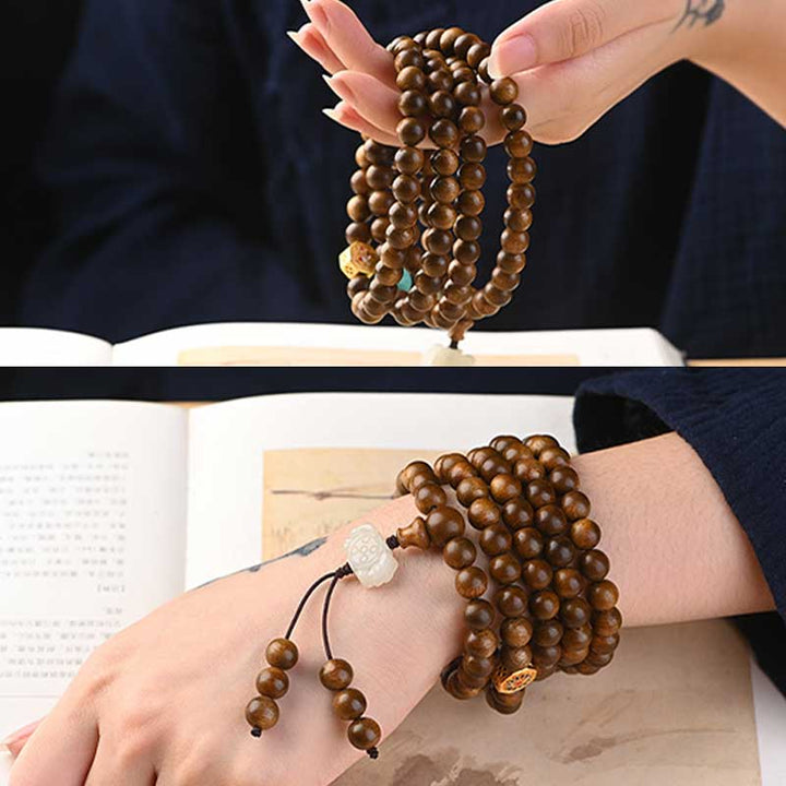 Bransoletka ochronna z palisandru tybetańskiego z Buddha Stones Mala