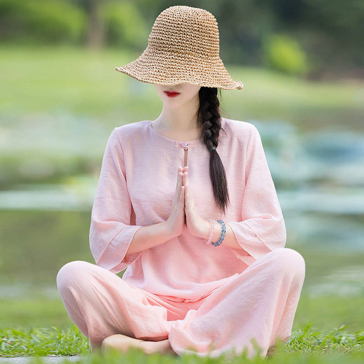 Tai Chi Medytacja Modlitwa Zen Duchowa Praktyka Poranek Odzież Zestaw Damski - image 20