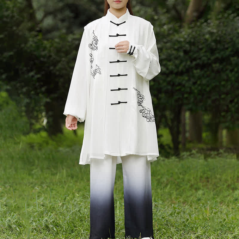 Buddha Stones Pomyślne Chmury Gradient Medytacja Modlitwa Duchowy Zen Tai Chi Qigong Praktyka Zestaw Ubrań Damskich - image 9