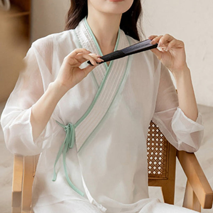 Buddha Stones Retro Modlitwa Zen Duchowa Medytacja Praktyka Szyfonowa Odzież Damska Zestaw - image 11