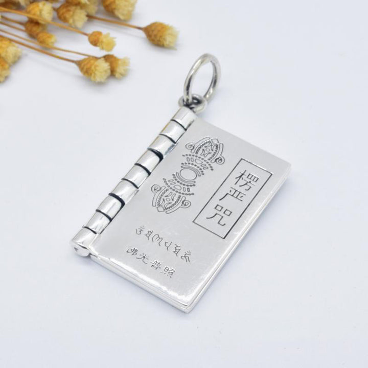 Buddha Stones 990 Srebro Sterling Sutra Serca Wielkie Współczucie Shurangama Mantra Lotus Vajra Naszyjnik Wisiorek Pokoju - Mantra Shurangama - image 11
