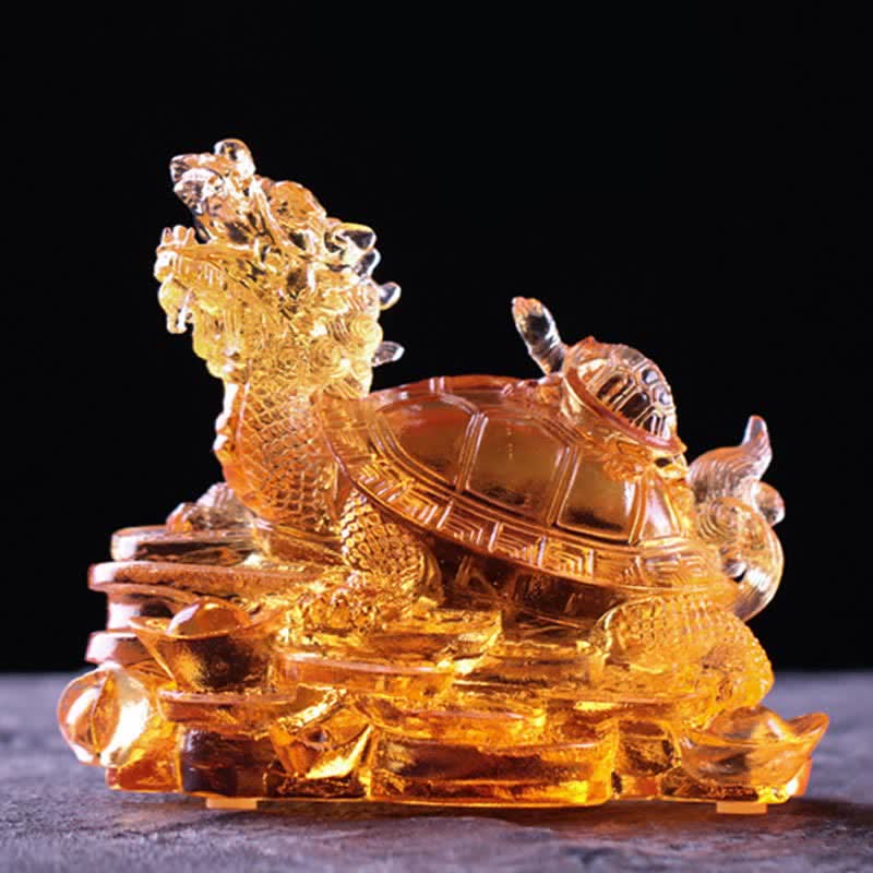 Buddha Stones Feng Shui Smok Żółw Monety Ręcznie Robione Kryształowe Szczęście Liuli Sztuka Dekoracja Domu Biuro