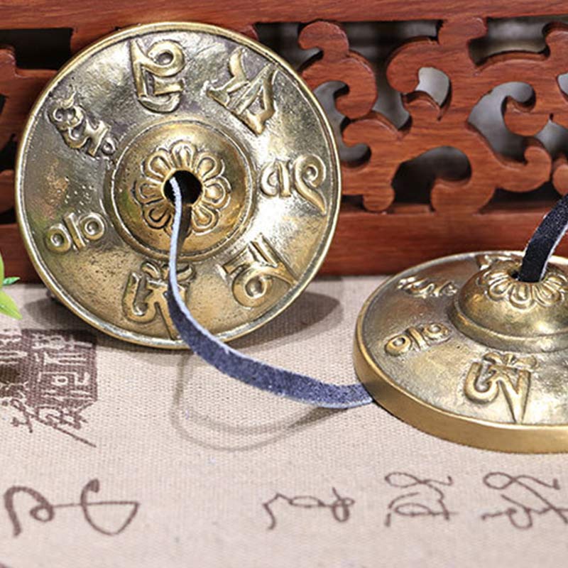 Buddha Stones Tybetański Dzwon Tingsha Sześć Prawdziwych Słów Smok Miedziana Równowaga Dekoracja Z Torbą
