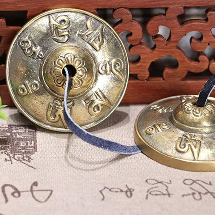 Buddha Stones Tybetański Dzwon Tingsha Sześć Prawdziwych Słów Smok Miedziana Równowaga Dekoracja Z Torbą