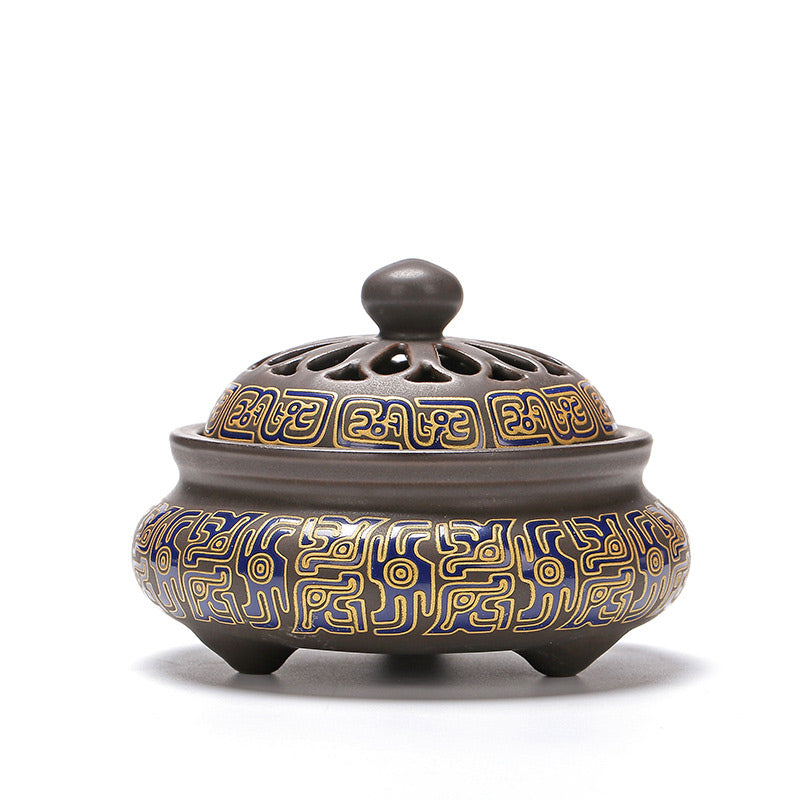 Smok Kwiatowy Wzór Cofający Dym Fontanna Ceramiczna Medytacja Kadzidło Palnik Dekoracja