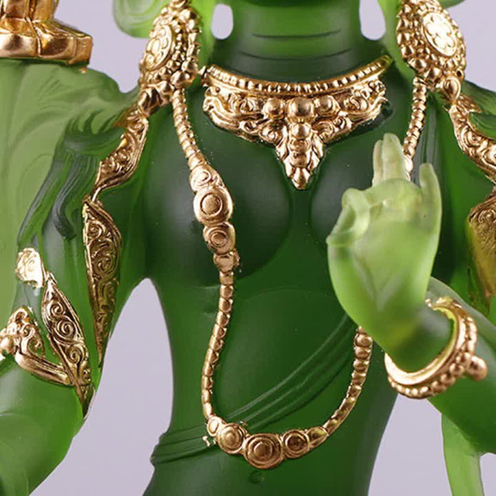 Buddha Stones Bodhisattwa Zielona Tara Ręcznie Robione Liuli Kryształowe Dzieło Sztuki Ochrona Domu Biuro Statua Dekoracja - image 9
