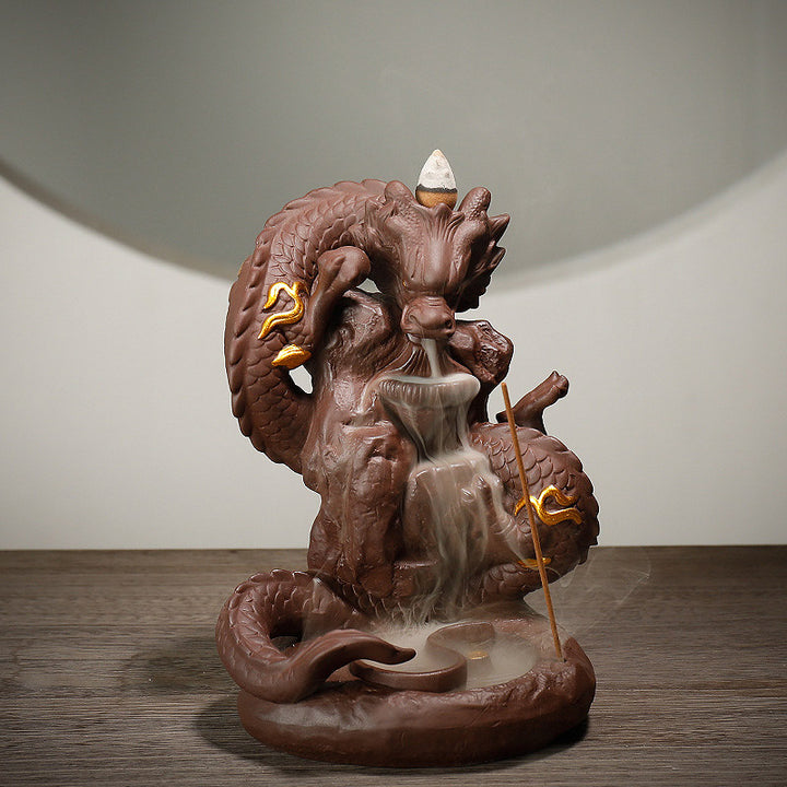 Kadzielnica kadzielna z Buddha Stones w stylu tybetańskim chroniąca smoka