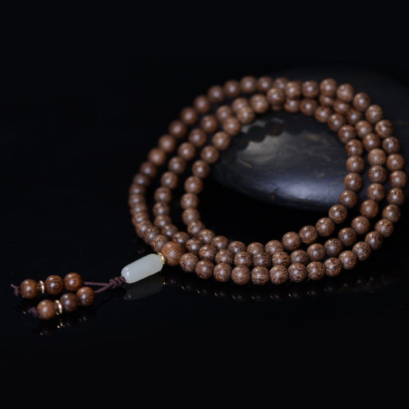 Buddha Stones 108 Mala Koraliki Rosewood Jade Calm Bransoletka