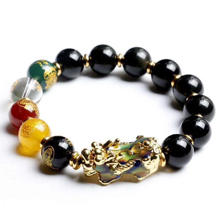 Bransoletka z Buddha Stones zmieniająca kolor PiXiu Obsidian Wealth