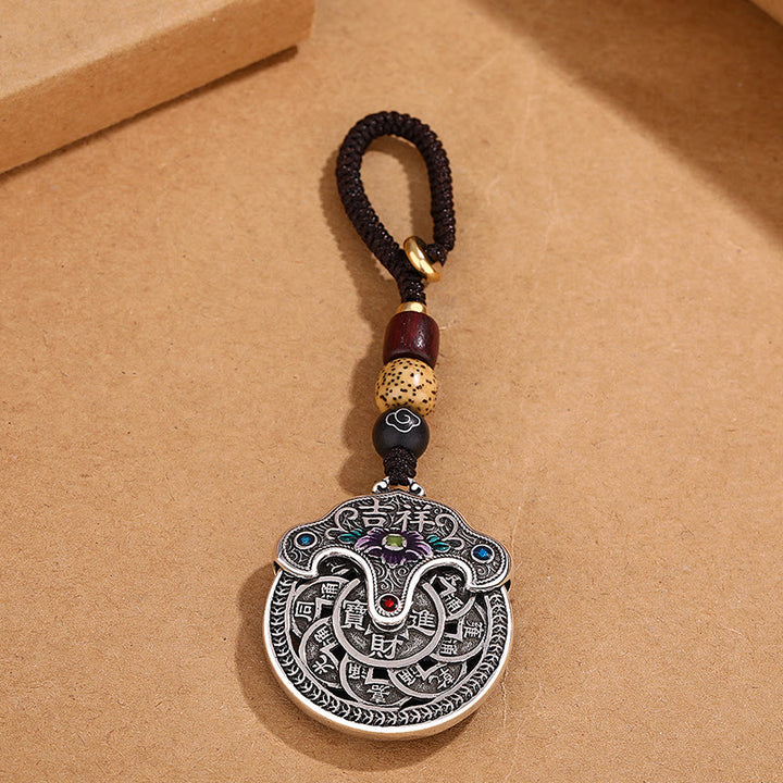 Buddha Stones Peonia Kwiat Miedziana Moneta Brelok Pomyślny Bogactwo
