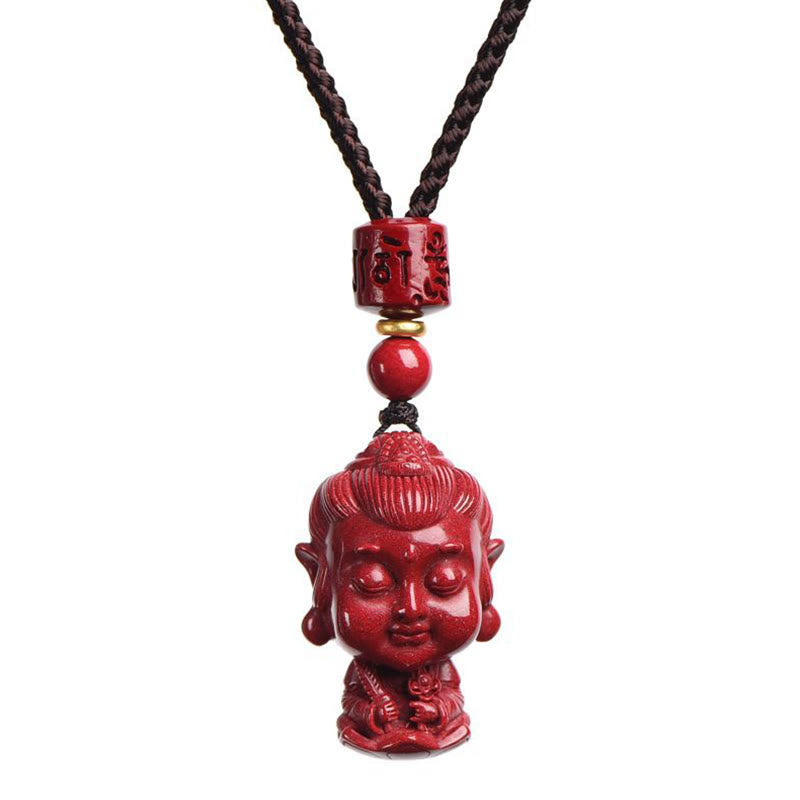 Buddha Stones Chiński Zodiak Natal Budda Naturalny Cynober Amulet Trzymający Z Daleka Złe Duchy Naszyjnik Wisiorek