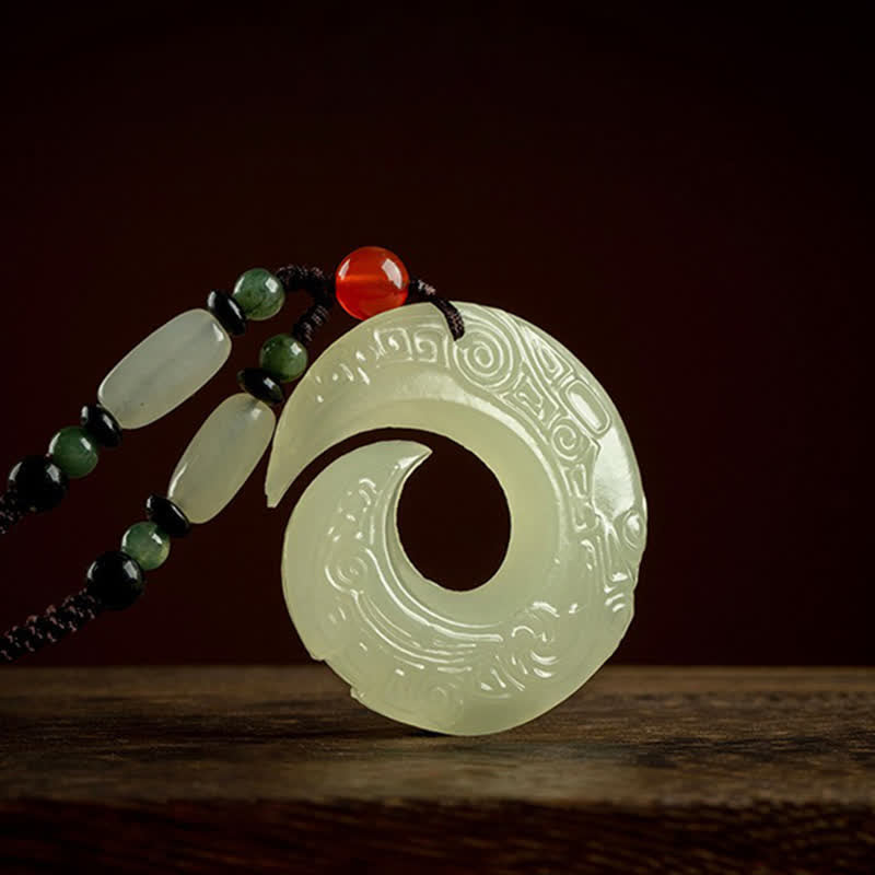 Buddha Stones Klamra Pokoju Jade Mały Liść Czerwony Sandałowiec Cynober Agat Naszyjnik Szczęścia Wisiorek