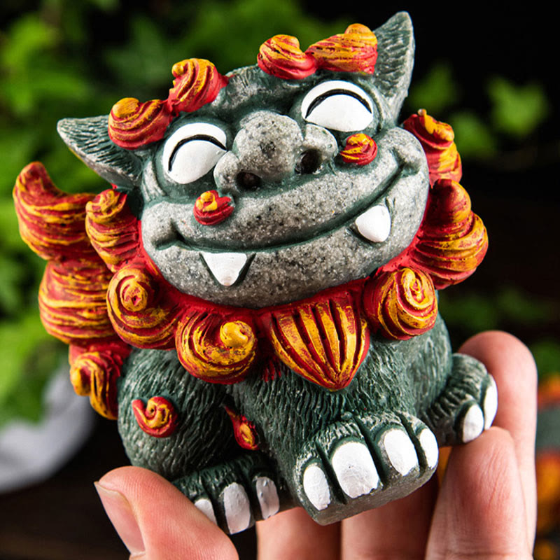 Buddha Stones Mała Para Lwów Fu Foo Psy Odpędzają Zło Ochrona Dekoracja Żywicy Domowej