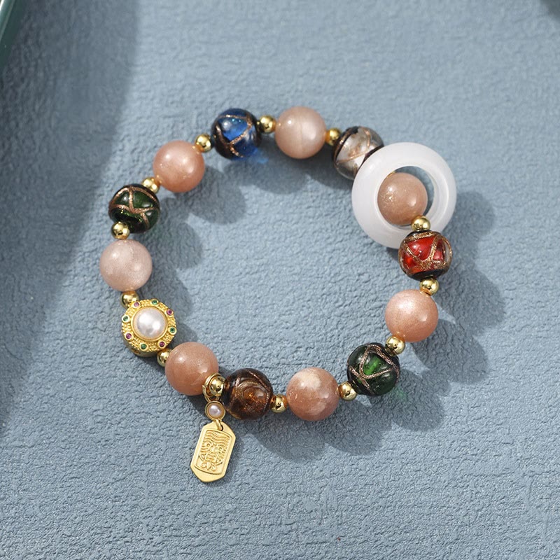 Buddha Stones Tybetańskie Kadzidło Popiół Liuli Szkło Tridacna Kamień Słoneczny Om Mani Padme Hum Koło Modlitewne Bransoletka z zawieszkami