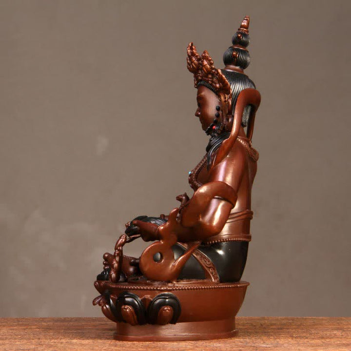 Żółta figurka Bodhisattwy Jambhala Współczucie Miedziana statua Dekoracja domowego biura