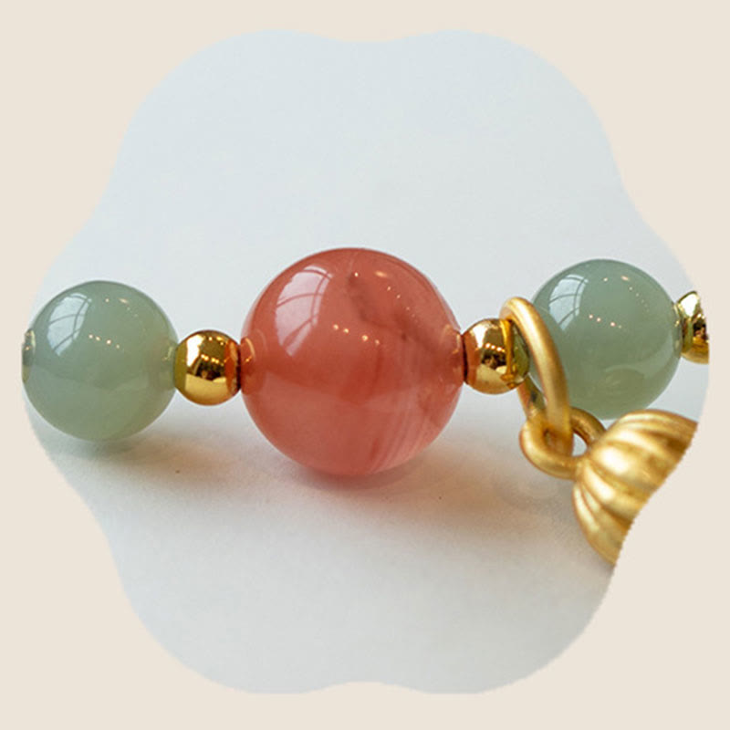 Bransoletka z sznurka Buddha Stones Red Agate Jade Lotus Confidence Calm