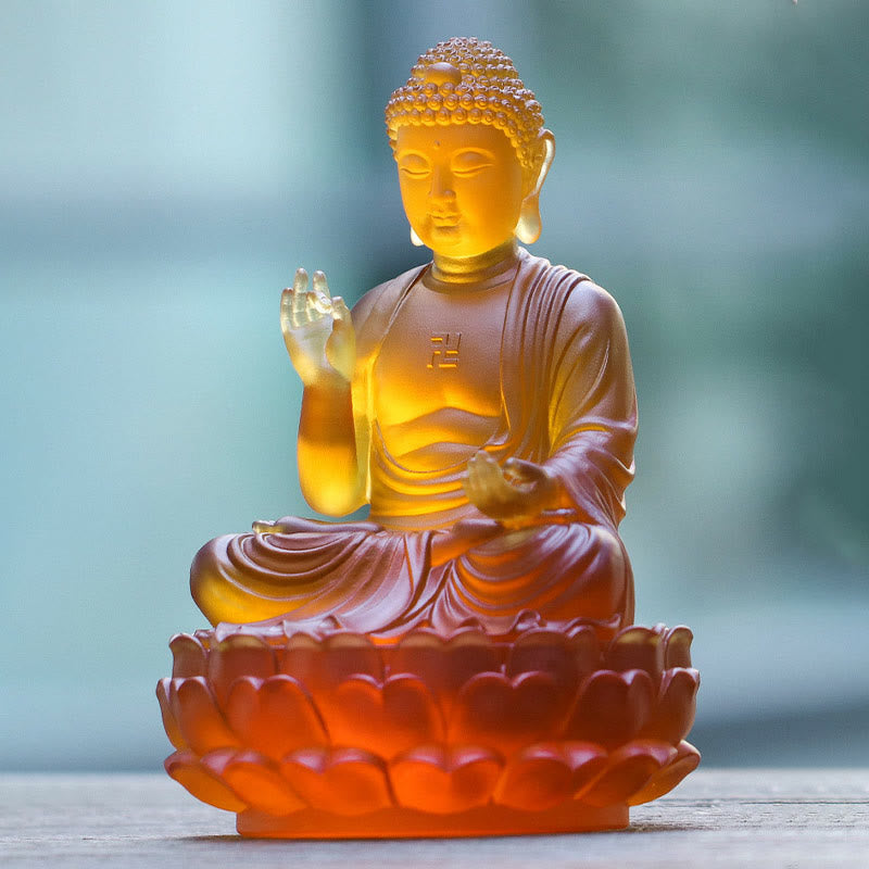 Buddha Stones Ręcznie Robione Budda Siakjamuni Liuli Kryształowe Dzieło Sztuki Współczucia Statua Ofiarowania Dekoracji Domu Biuro - image 2