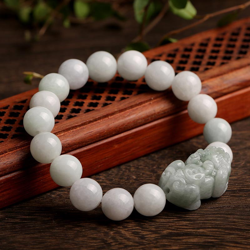 Buddha Stones Fengshui Bogactwo Dobrobyt Jadeit PiXiu Szczęście Bransoletka - 0,39 CALA (10 MM) - image 0