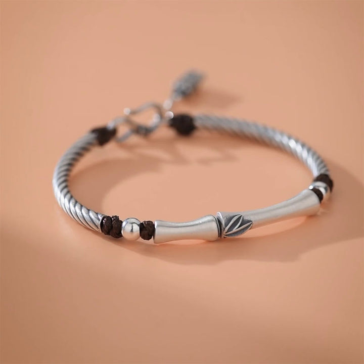 Buddha Stones 999 Srebro Sterling Wzór Bambusa Bransoletka Cicada Luck Wealth - image 12