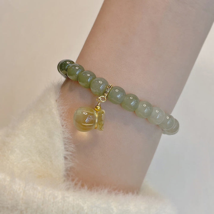 Buddha Stones Naturalny Hetian Jade Woreczek Pieniędzy Charm Bead Bransoletka Dobrobytu