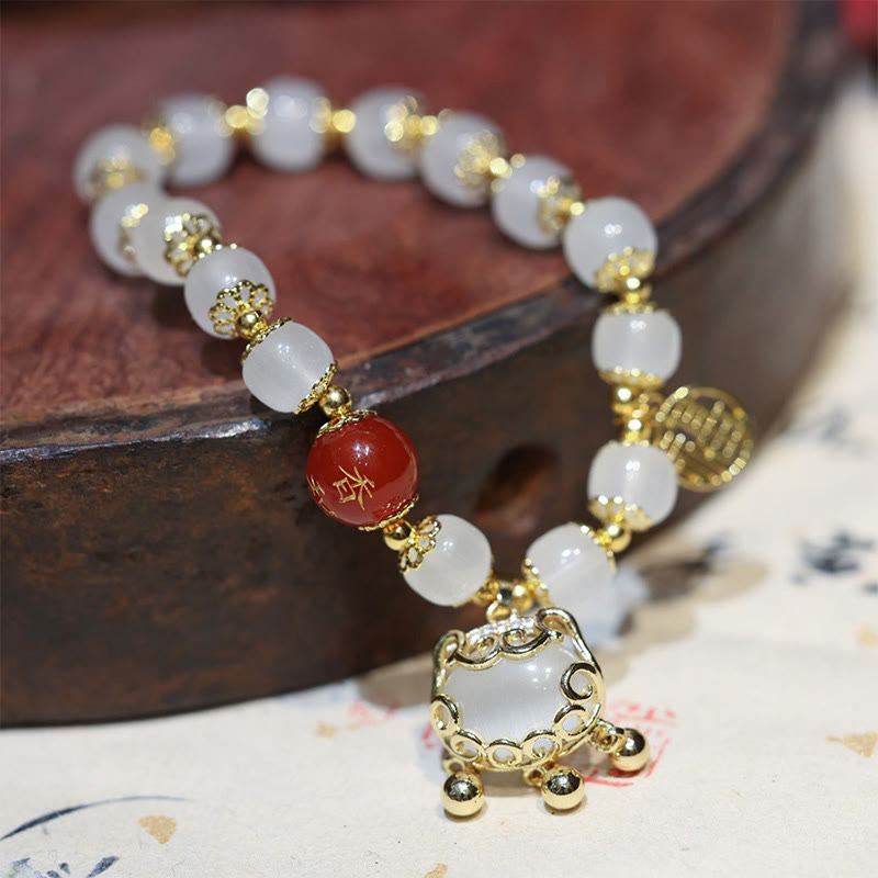 Buddha Stones Wiatrak Chiński Zamek Charm Fu Znak Błogosławieństwo Bransoletka