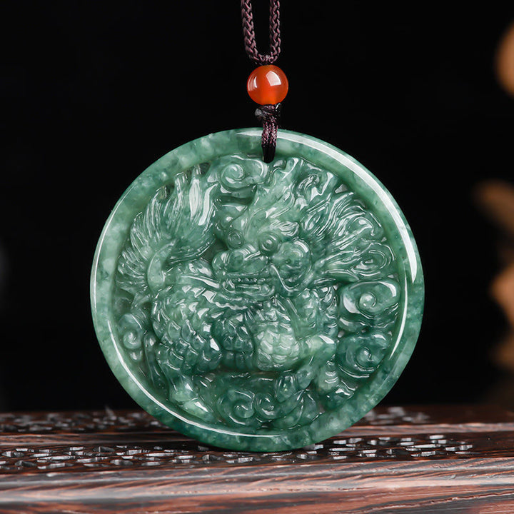 Naszyjnik z naturalnym jadeitem Kirin Abundance z Buddha Stones