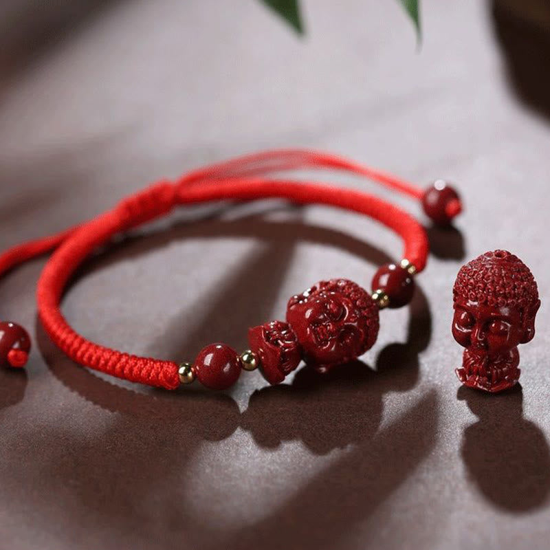 Buddha Stones Chiński Zodiak Natal Budda Cynober Amulet Błogosławieństwo Bransoletka Sznurkowa