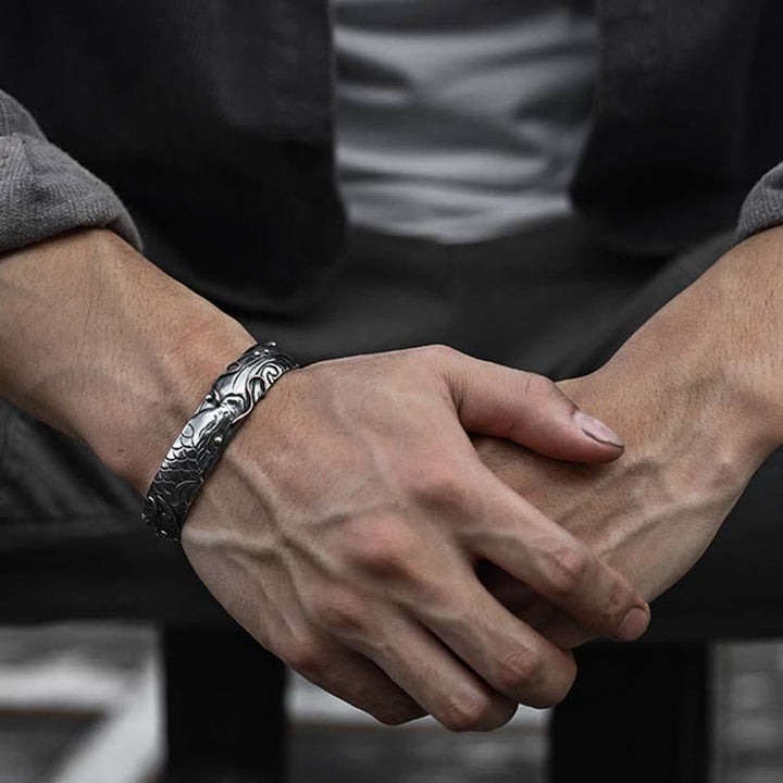Buddha Stones 999 Srebro Sterling 990 Złoto Ryba Koi Szczęście Bogactwo Sukces Bransoletka Bangle
