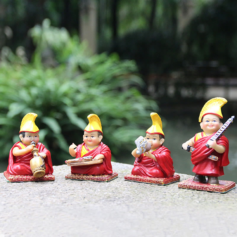 Buddha Stones malowane ręcznie tybetańskie figurki Lamy rzeźbione kreatywne ozdoby do dekoracji domu i biura