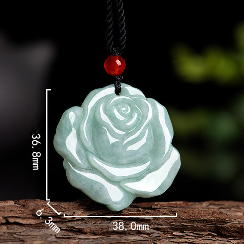 Buddha Stones Wzór Lotosu Jadeit Obfitość Dobrobyt Naszyjnik Wisiorek Sznurkowy
