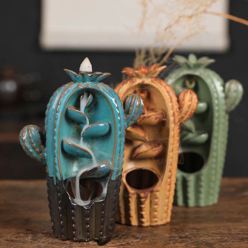Kaktus Ceramic Healing Backflow Smoke Fountain Incense Burner
