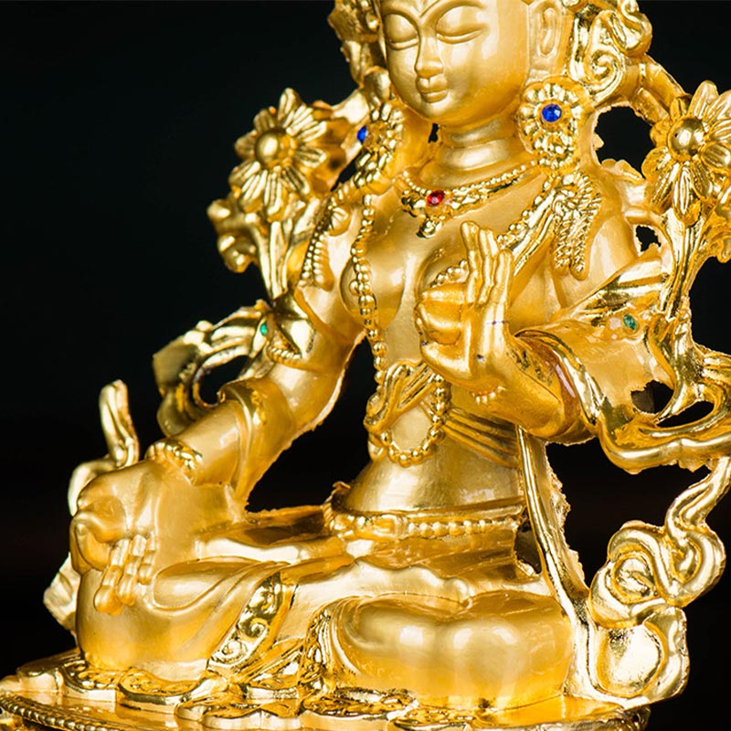 Buddha Stones Bodhisattwa Biała Tara Nadzieja Ochrona Pozłacana Statua Dekoracja - image 11