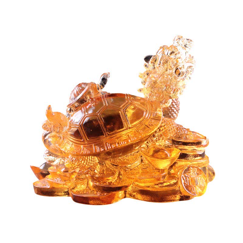 Buddha Stones Feng Shui Smok Żółw Monety Ręcznie Robione Kryształowe Szczęście Liuli Sztuka Dekoracja Domu Biuro