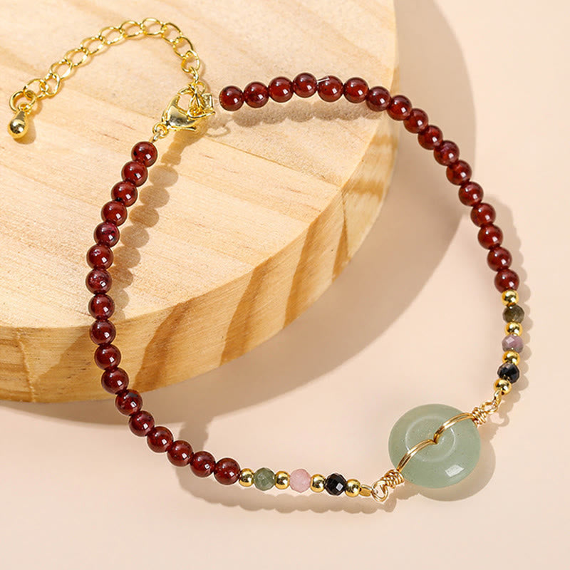 Bransoletka z naturalnych Buddha Stones Granat Peace Buckle Bead Calm