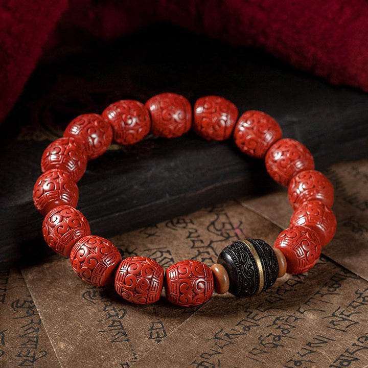 Bransoletka Buddha Stones Natural Cinnabar Ebony Calm Blessing