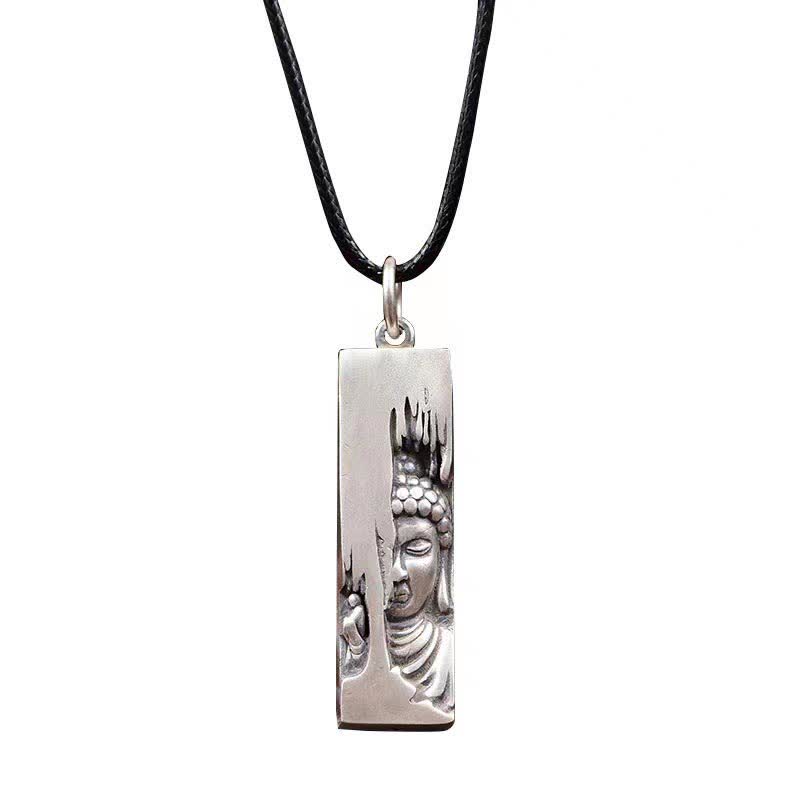 Naszyjnik z wisiorkiem w stylu vintage, Buddha Stones Tathagata Budda, amulet ochronny, szczęście - Budda w stylu vintage + 60 cm skórzany sznur - image 0