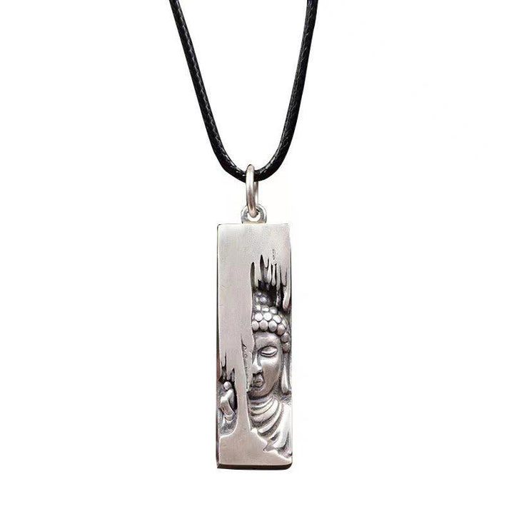 Naszyjnik z wisiorkiem w stylu vintage, Buddha Stones Tathagata Budda, amulet ochronny, szczęście - Budda + 60 cm skórzana lina - image 0