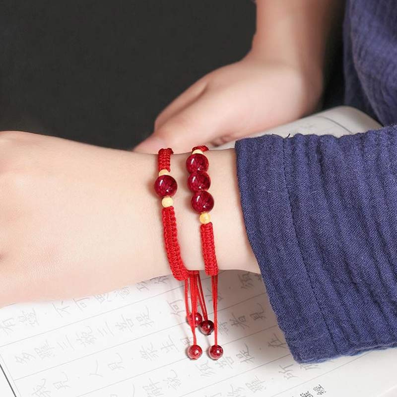Bransoletka z czerwonego sznurka z Buddha Stones Cinnabar Blessing dla dzieci
