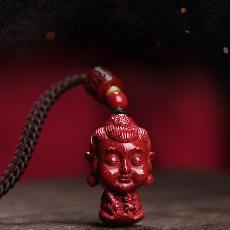 Buddha Stones Chiński Zodiak Natal Budda Naturalny Cynober Amulet Trzymający Z Daleka Złe Duchy Naszyjnik Wisiorek