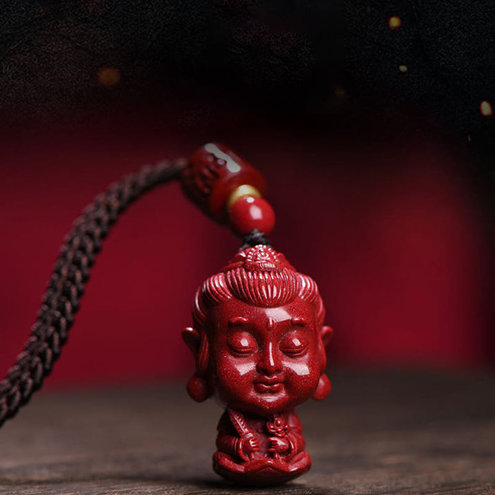Buddha Stones Chiński Zodiak Natal Budda Naturalny Cynober Amulet Trzymający Z Daleka Złe Duchy Naszyjnik Wisiorek