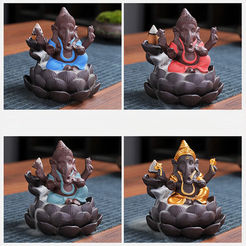 Ganesh Elephant Purple Clay Fontanna dymna z filtrem zwrotnym Ochrona kadzideł