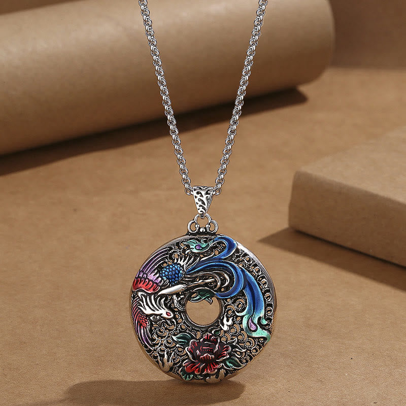 Naszyjnik z Buddha Stones Phoenix Peony Flower Luck Protection