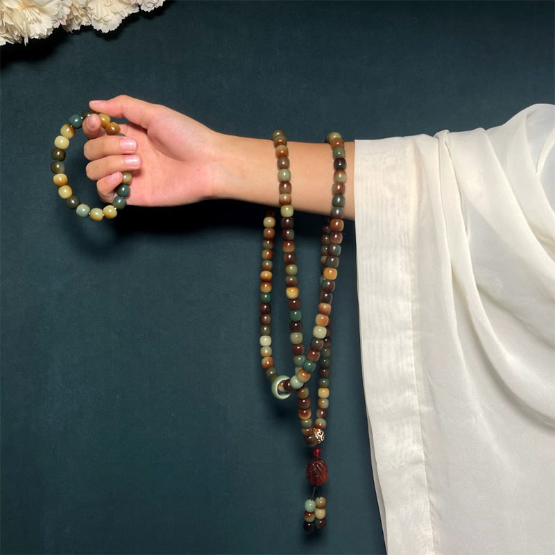 Buddha Stones 108 Mala Koraliki Bodhi Nasiona Pokoju Mądrość Bransoletka Mala Na Nadgarstek Mala Kieszonkowa