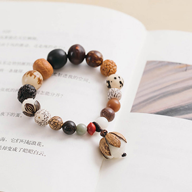 Buddha Stones Bodhi Nasiona Lotosu Mądrość Spokój Bransoletka Mala Na Nadgarstek
